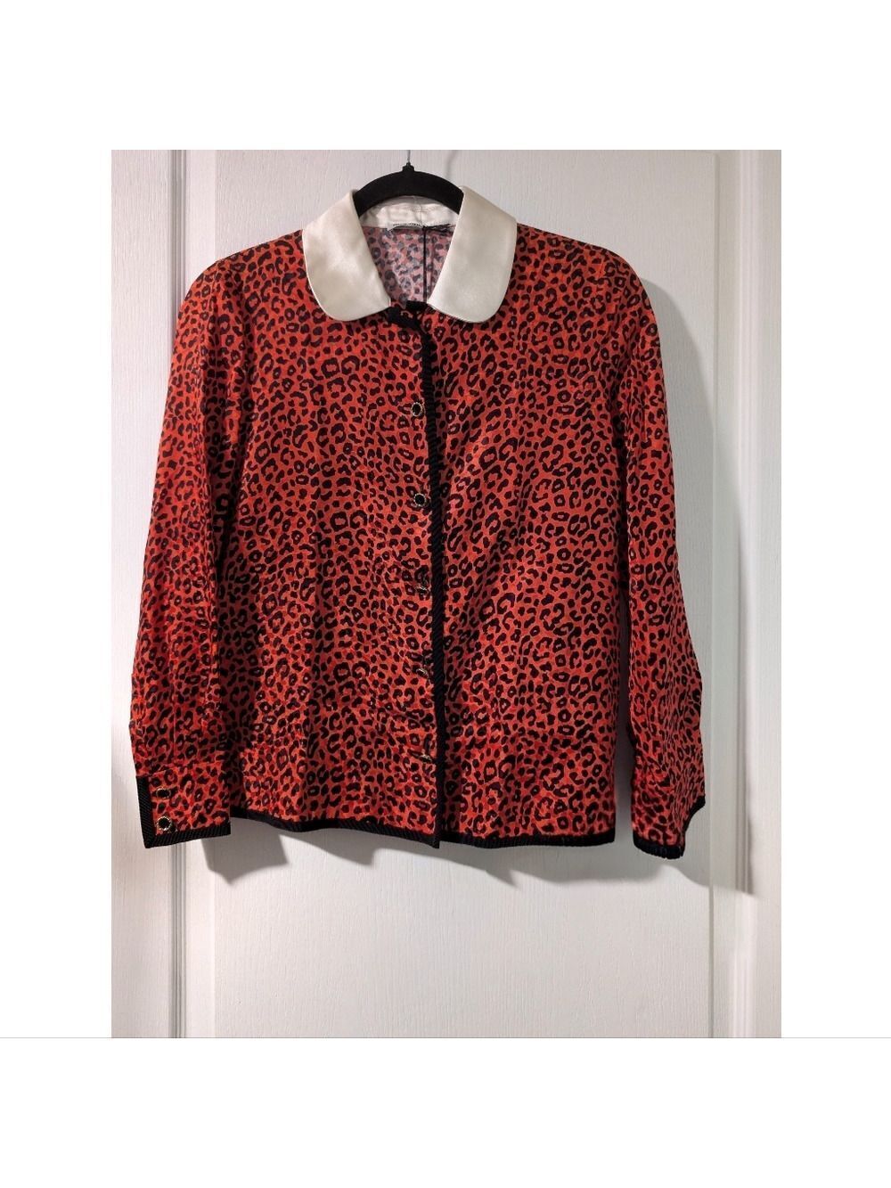 Miu Miu | Red Leopard Silk Jacquard Shirt